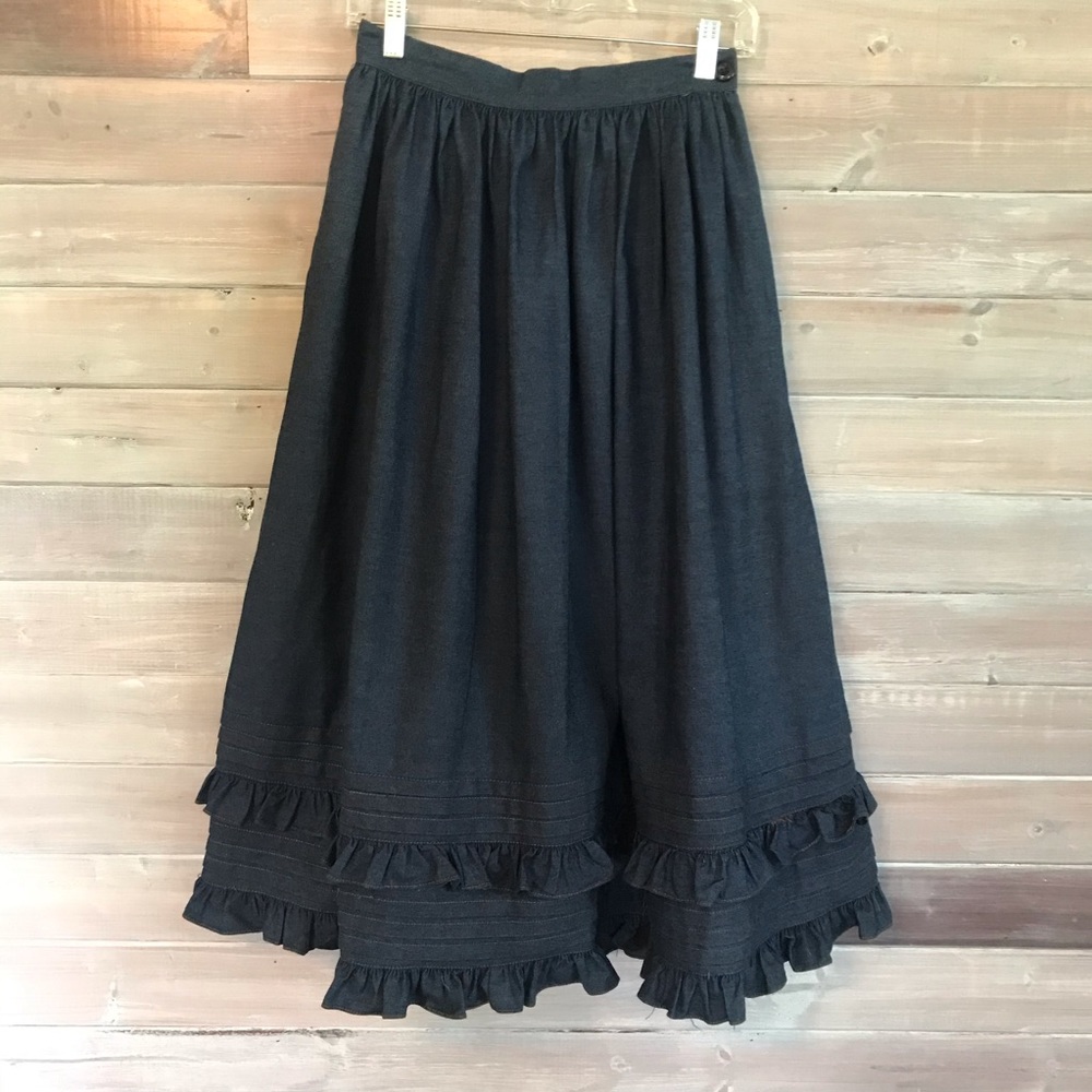 Ann Stevens Vintage Jean Skirt Ruffle Size 7/8